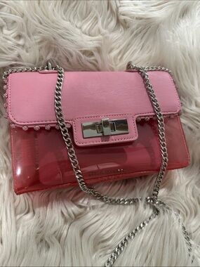 Steve Madden Pink and Red Clear Chain Crossbody Bag